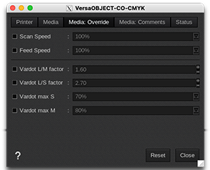 Roland VersaOBJECT - Printer settings - Media override.png