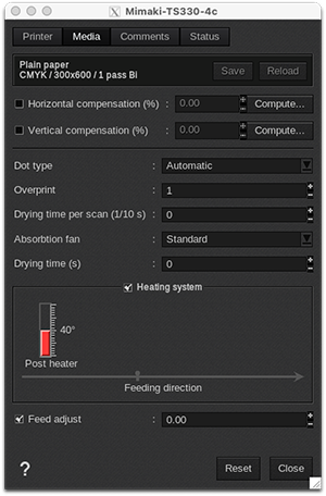 Mimaki-TS330-Printer settings-Media.png