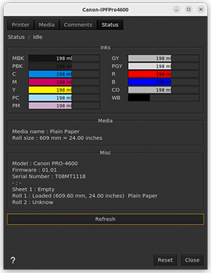 Canon IPFPro X600 and 5X6 - Printer settings - Status.png