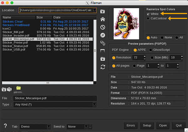 CalderaRIP, FileMan import from coreldraw.png