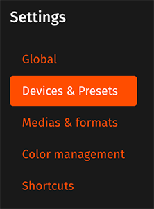MnR V122 - Settings - Devices and Presets.png