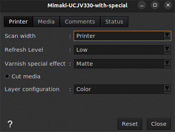 MimakiUCJV330, printer settings, printer tab.png