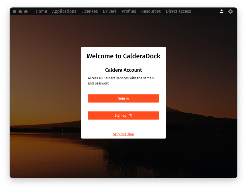 Calderadock v3.9, sign in tab.png