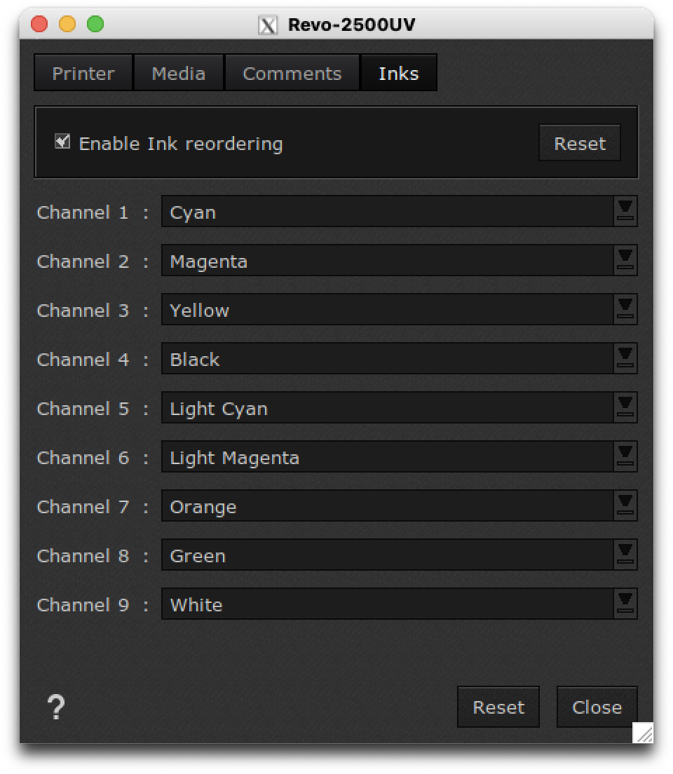 Hanway Revo 2500UV - Printer settings - Inks (V18.1).png