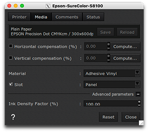 Epson SC S8100, printer settings, media tab.png