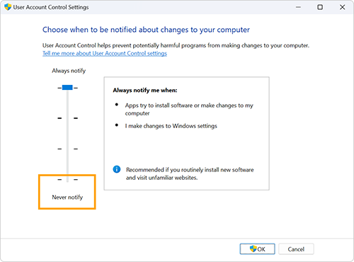 Disable UAC to avoid automation issues in Windows.png