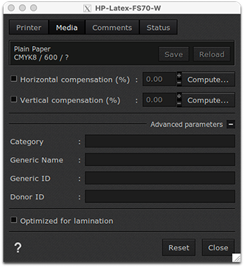 HP Latex FS70W - Printer settings - Media tab.png
