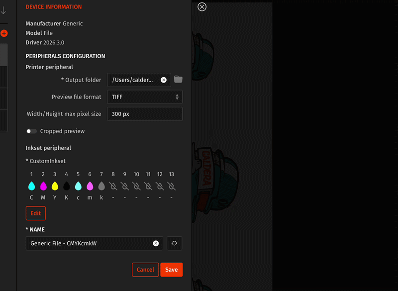 Caldera DTFilm RIP V2.3, ink setup.gif