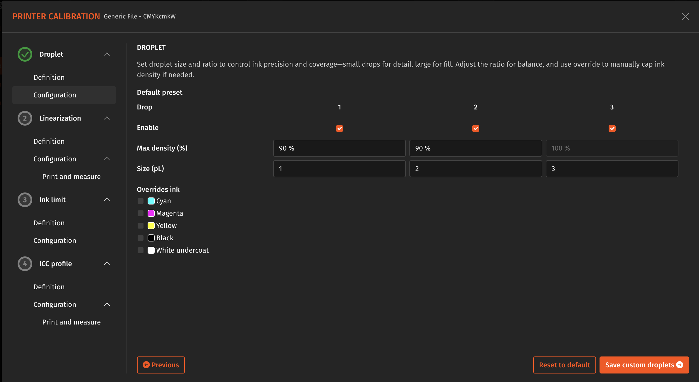 Caldera DTFilm RIP V2.3, printer calibration, droplet.png