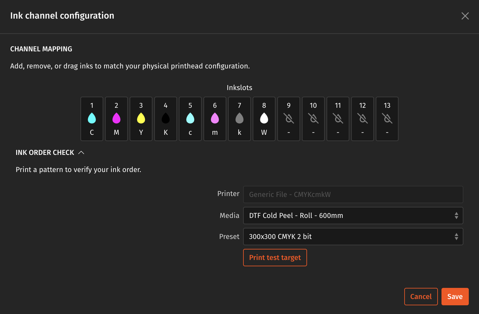Caldera DTFilm RIP V2.3, devices config, ink channel config.png