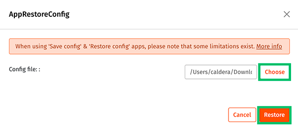 CalderaDock, tools tab, restore config.png