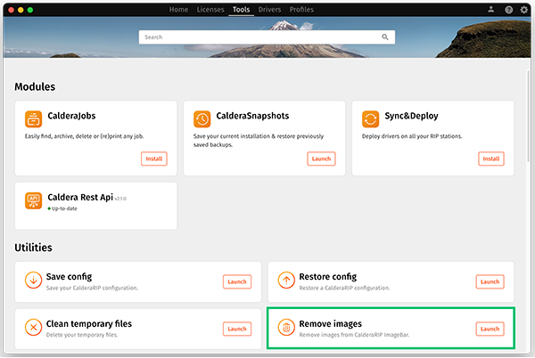CalderaDock, tools tab, remove images launch.png