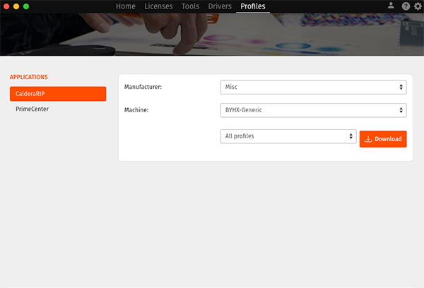 CalderaDock, profiles tab.png